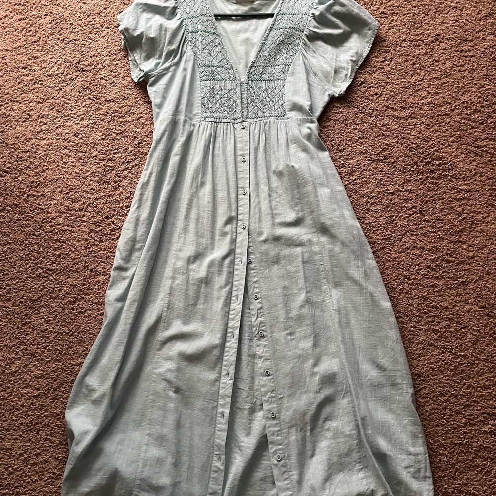 Lovestitch Green Ruffled Buttoned Maxi Sundress